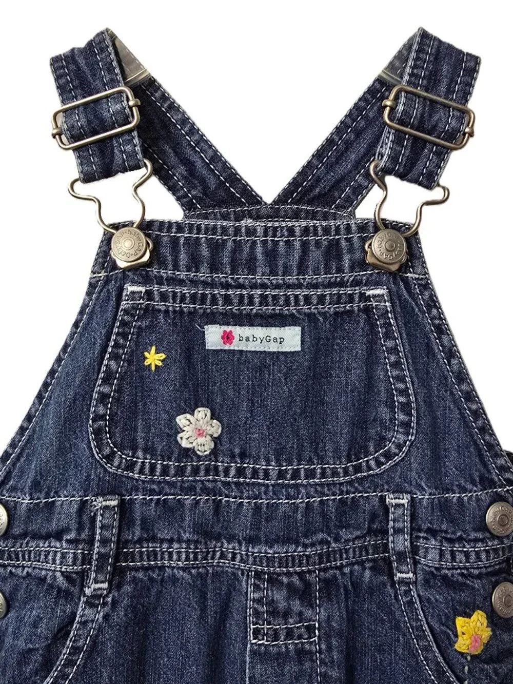 Vintage Baby GAP Denim Overalls 3 6 month Embroidery Flower Fall Pumpkin Y2K 90s